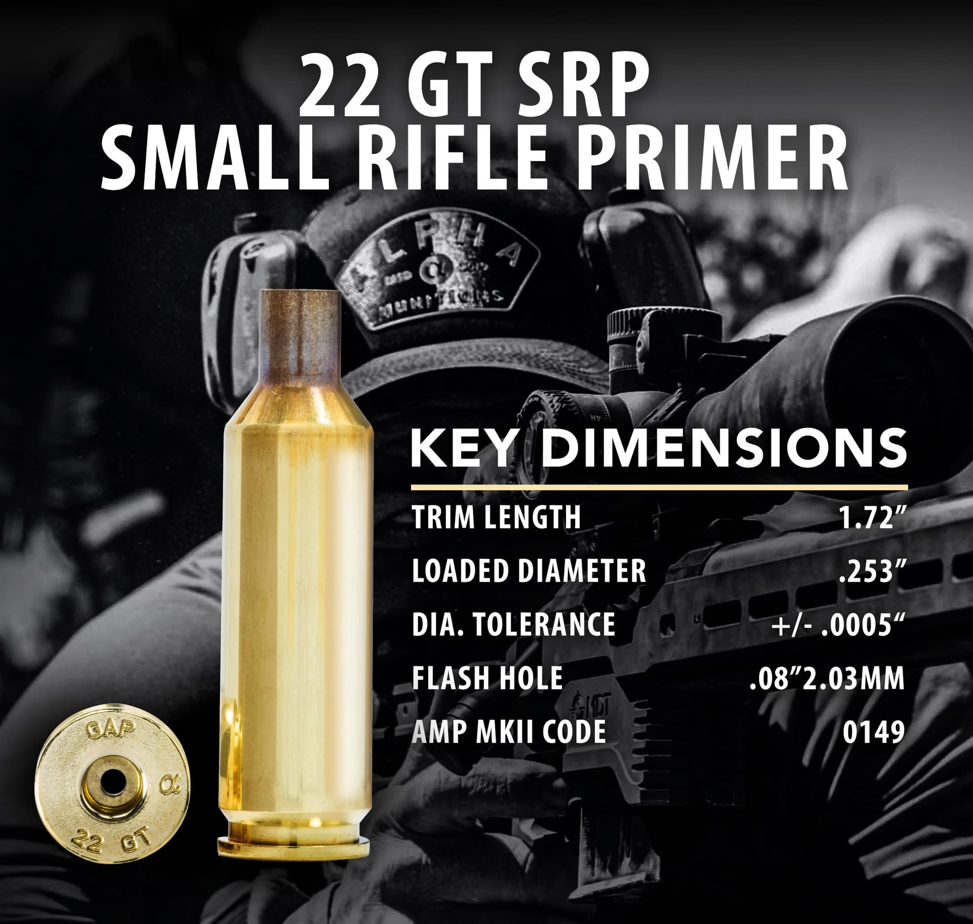 22 GT SRP (Small Rifle Primer) - image 3