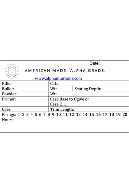 Alpha Munitions Reloading Card (download)